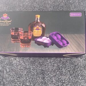 Crown Royal Whiskey Glass and Ice Mold Set  Alcohol not included